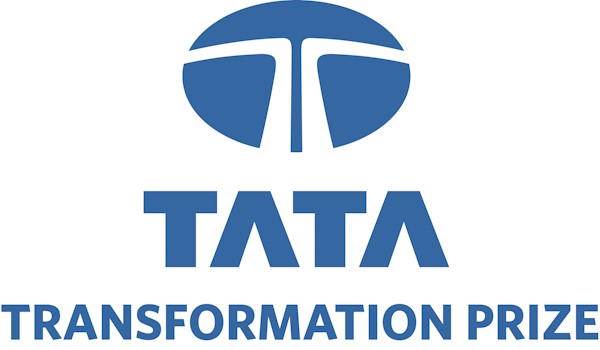 The blue and white logo for the Tata Transformation Prize.