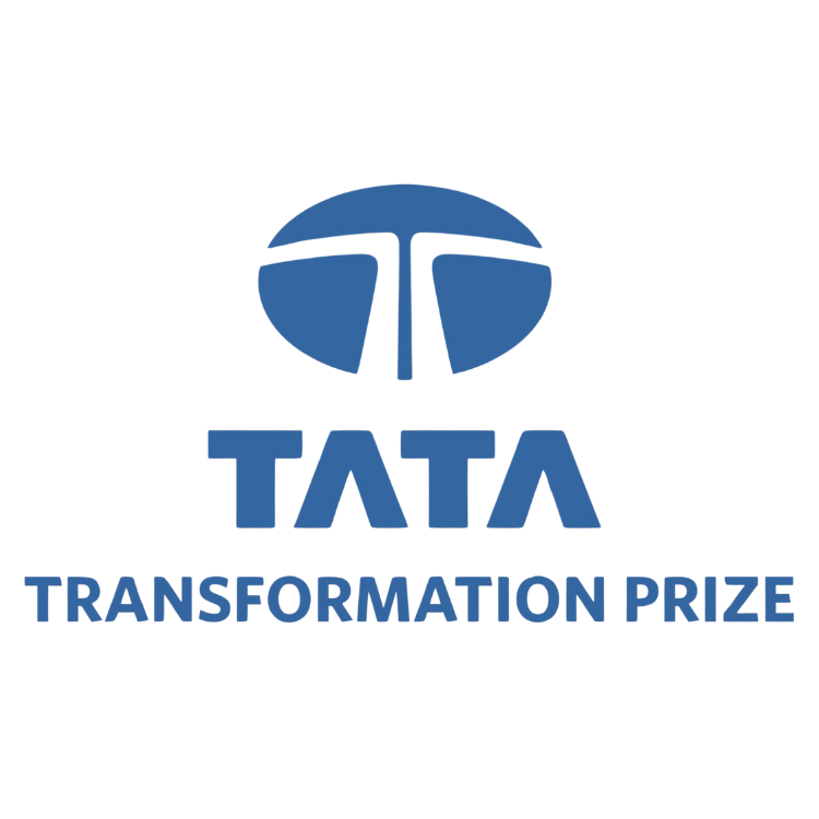 The blue and white logo for the Tata Transformation Prize.